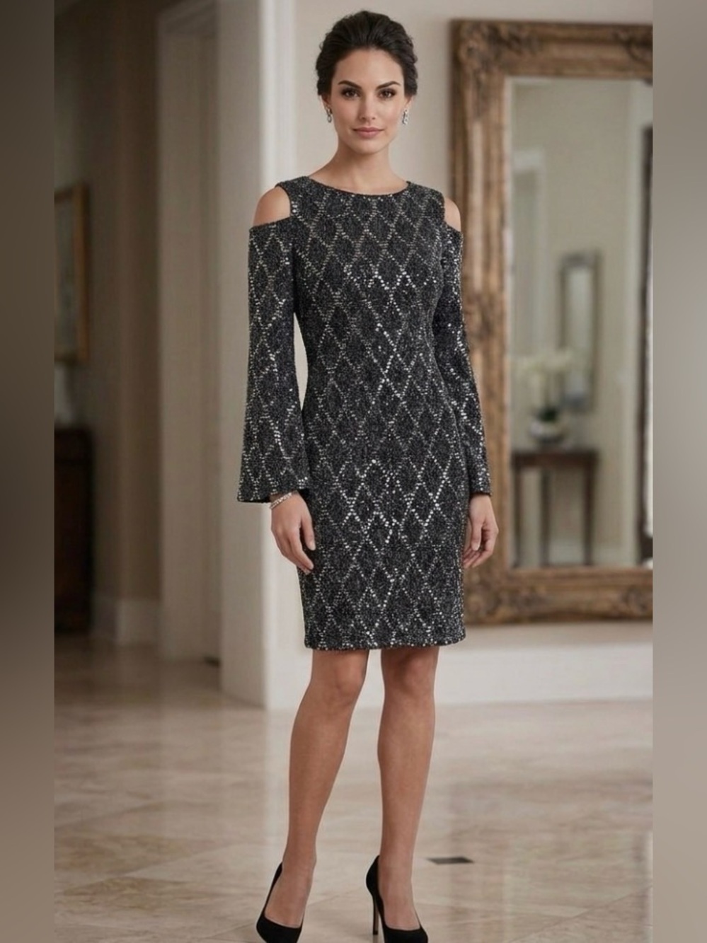 JH Evening Black & Silver Dress